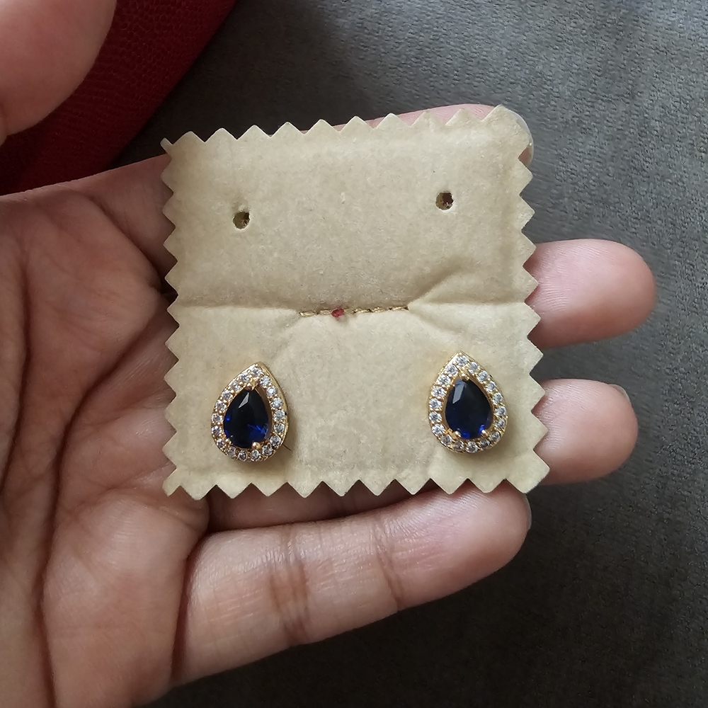 Elegant Gold and Blue Teardrop Earrings